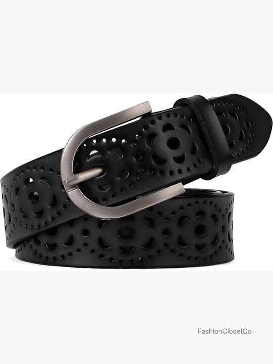 Hollow Genuine Leather Belt for Women Exquisite Metal Buckle Casual Waist Belt main image 4